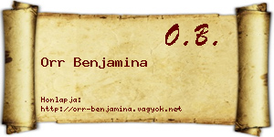 Orr Benjamina névjegykártya